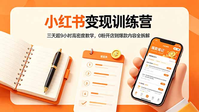小红书变现训练营：三天密集课程，零基础到爆款内容全解析-资源项目网