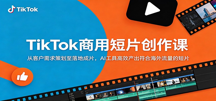 TikTok商业短片制作课程：从策划到产出，AI工具助力海外流量短视频高效创作-资源项目网