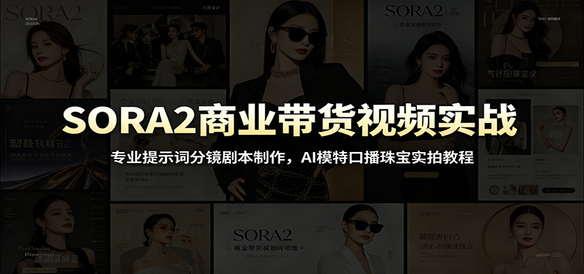 SORA2商业带货视频制作：AI模特珠宝实拍教程与提示词分镜剧本-资源项目网