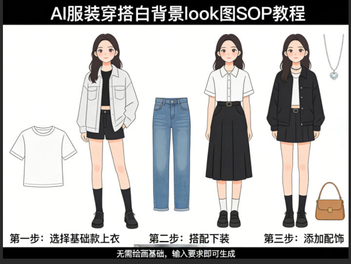 AI服装穿搭教程：白背景look图SOP，无需绘画技巧，AI助你创造奇迹-资源项目网