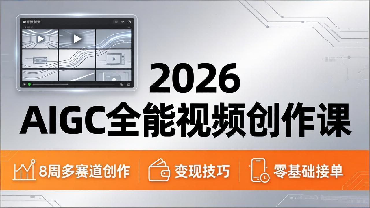 2026 AIGC全能视频创作课程：8周精通多赛道创作与变现，零基础高效出片接单-资源项目网