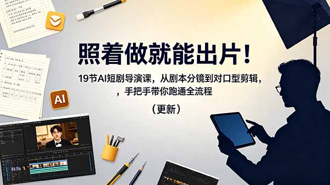 AI短剧导演课程:19节视频,从剧本到剪辑,手把手教你全流程-资源项目网
