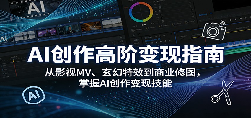AI创作变现全攻略：影视MV、玄幻特效到商业修图，掌握AI技能-资源项目网