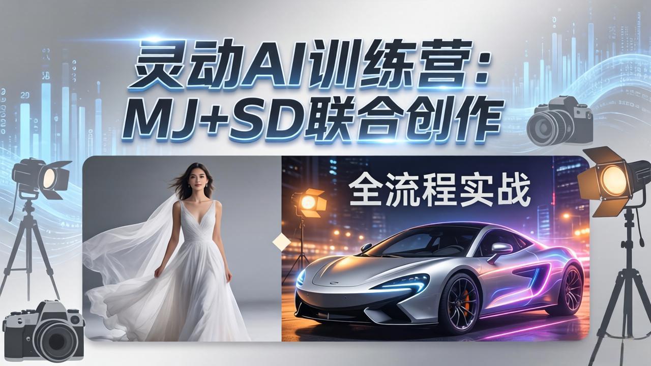 灵动AI训练营3.0：MJ+SD联合创作，婚纱到汽车广告摄影后期全流程实战-资源项目网