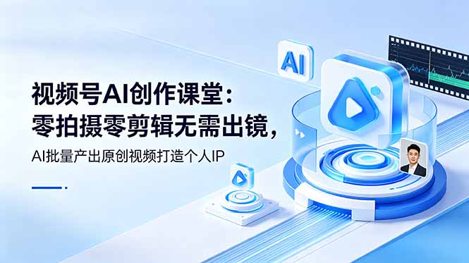 AI创作课堂：视频号零拍摄、零剪辑，AI批量产出原创视频打造个人IP-资源项目网