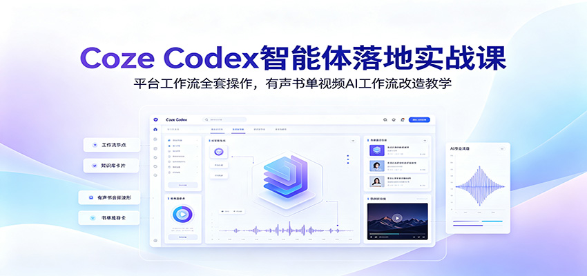 Coze Codex智能体落地实战课程：平台工作流全套操作及有声书单视频AI工作流改造教学-资源项目网