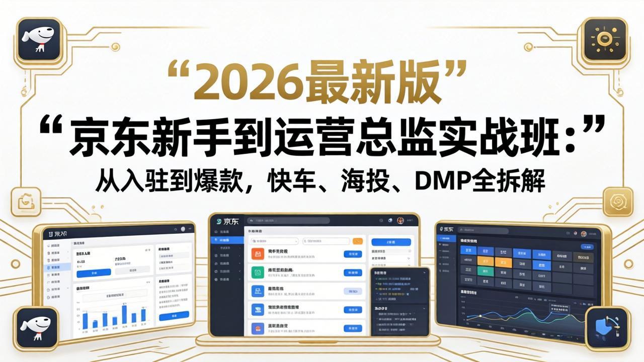 京东运营总监实战班：从新手到爆款，详解快车、海投、DMP策略，2026最新版-资源项目网