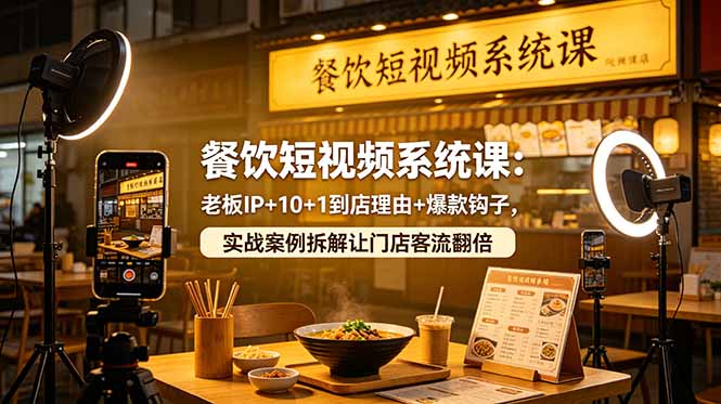 餐饮短视频系统课：老板IP打造+10+1到店理由+爆款钩子，实战案例拆解提升门店客流-资源项目网