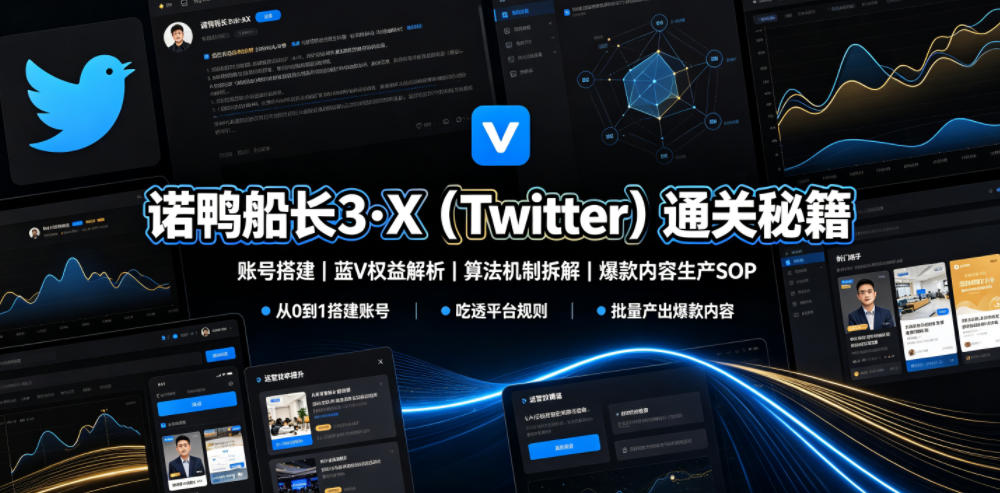 《诺鸭船长3·X:Twitter通关攻略:账号建设、蓝V权益解析、算法机制及爆款内容生产指南》-资源项目网