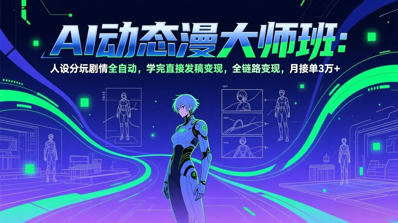 AI动态漫剧大师班：一键人设、分镜、剧情，学后快速变现，月接单超3万-资源项目网