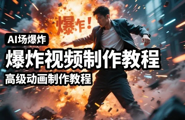 AI场景爆炸视频制作教程：实拍人物视频，打造高级动画特效-资源项目网