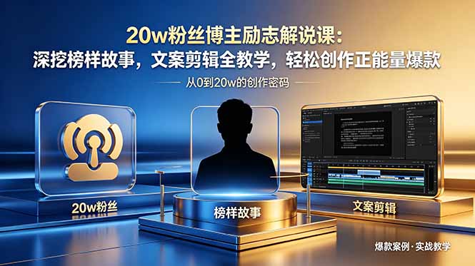 20万粉丝博主励志解说课:揭秘榜样故事,文案剪辑全攻略,轻松打造爆款正能量内容-资源项目网