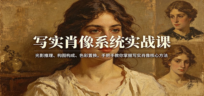 写实肖像系统实战课：光影推理、构图构成、色彩置换，手把手教你掌握写实肖像核心技巧-资源项目网