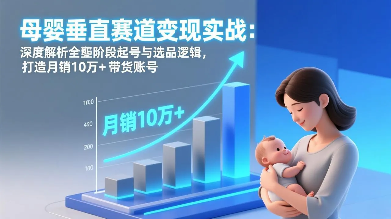 母婴垂直赛道变现实战:三大阶段起号与选品逻辑,打造月销10万+带货账号-资源项目网