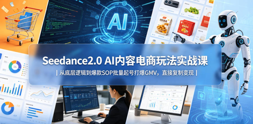 Seedance2.0 AI内容电商实战课：揭秘爆款SOP批量起号技巧，实现GMV突破-资源项目网