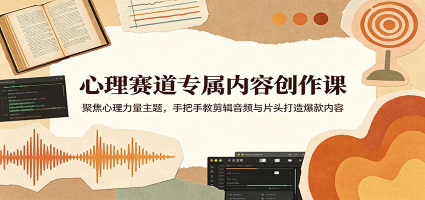 心理赛道内容创作课：手把手教你剪辑音频和打造爆款片头-资源项目网