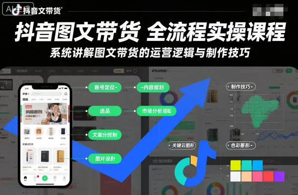 抖音图文带货全流程实操课程:系统解析运营策略与制作技巧-资源项目网