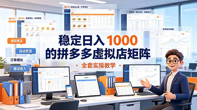 拼多多虚拟店矩阵稳定日入1000全套实操教学-资源项目网