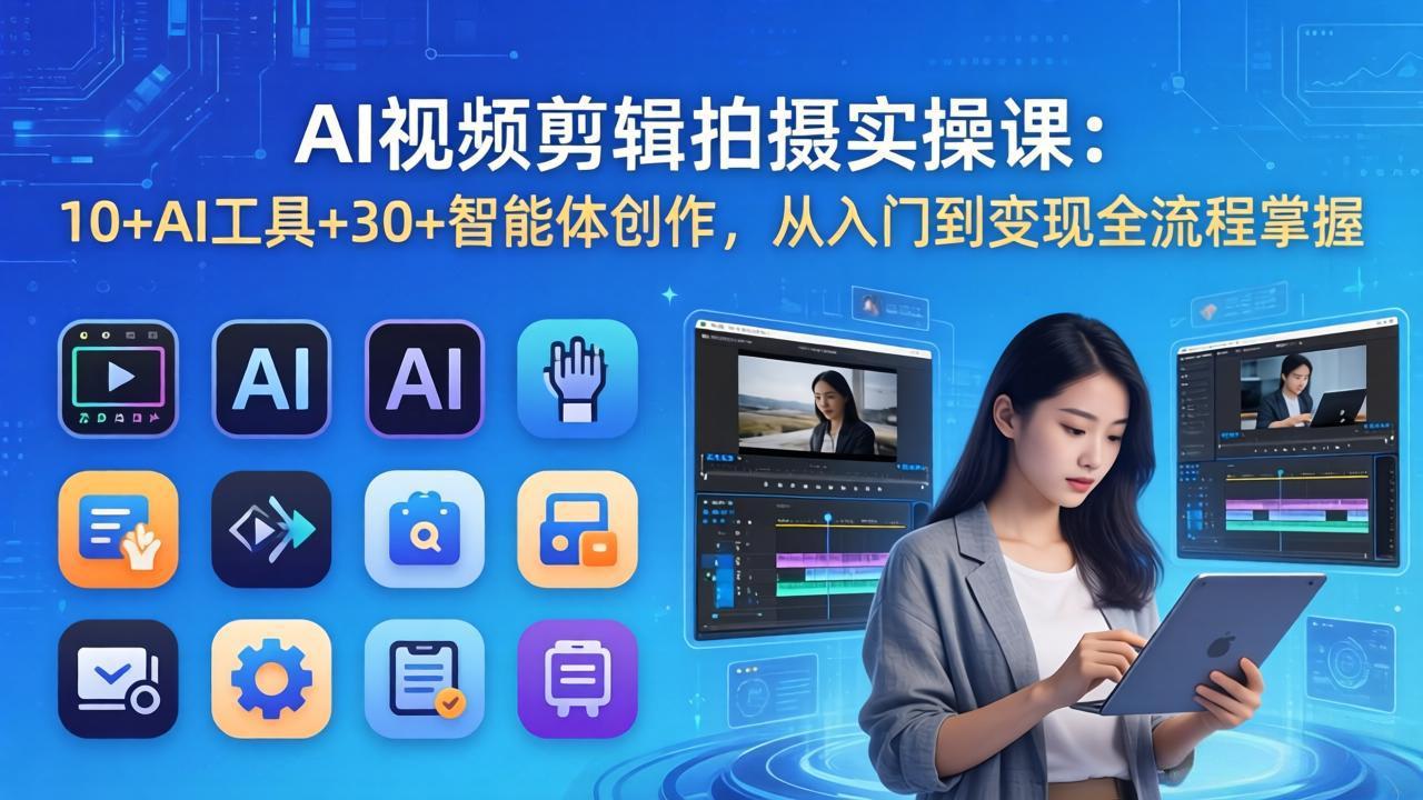 AI视频剪辑与创作实操课:掌握10+AI工具,30+智能体创作,从入门到变现全流程-资源项目网
