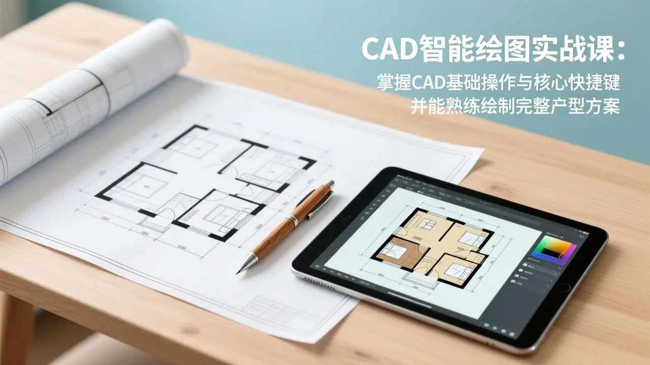 CAD智能绘图实战课程：精通基础操作与核心快捷键，绘制完整户型方案-资源项目网