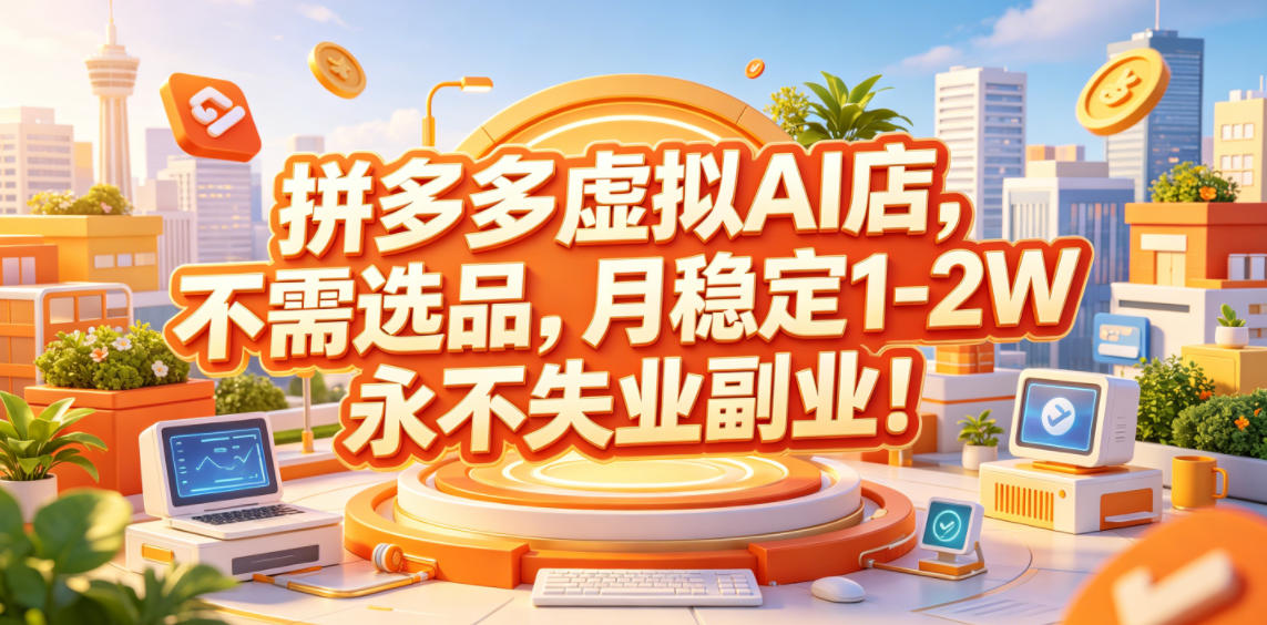 拼多多虚拟AI店副业月入1-2万，无需选品，永不失业！揭秘赚钱秘诀-资源项目网
