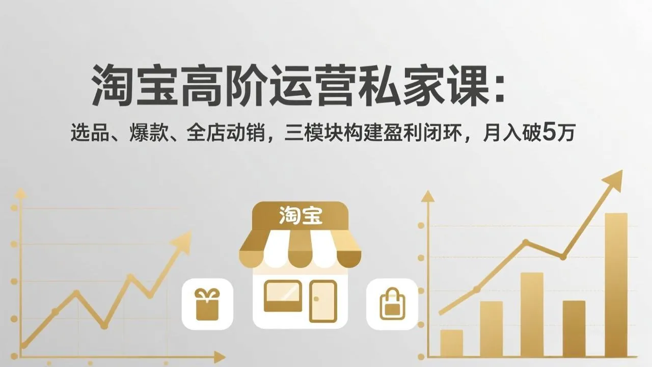 淘宝高阶运营私家课：选品、爆款、全店动销，三模块构建盈利闭环，月入破5万(更新至2026年)-资源项目网