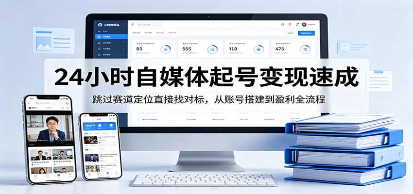 24小时自媒体起号变现速成：跳过赛道定位，直接对标成功案例，掌握账号搭建到盈利全流程-资源项目网