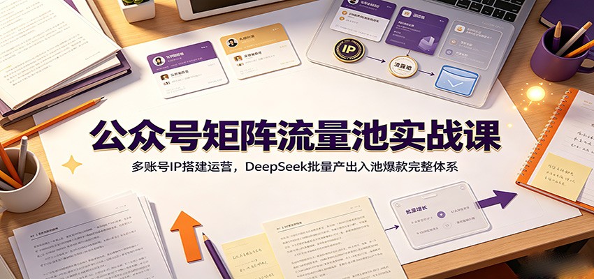 公众号矩阵流量池实战课程：多账号IP搭建与运营，DeepSeek批量产出爆款完整体系-资源项目网
