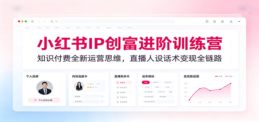 小红书IP创富进阶训练营：掌握知识付费新策略，直播人设打造与话术变现全攻略-资源项目网