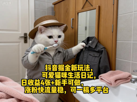抖音新赚钱法：萌猫生活日记，日赚4+，新手易上手，快速增粉，多平台推广-资源项目网