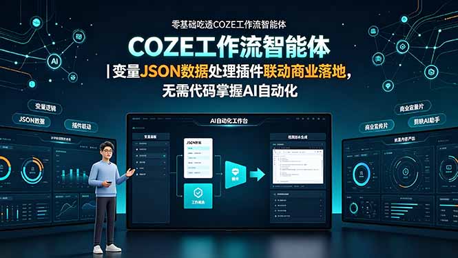 零基础掌握COZE工作流智能体：变量JSON数据处理插件商业落地，无需代码实现AI自动化-资源项目网