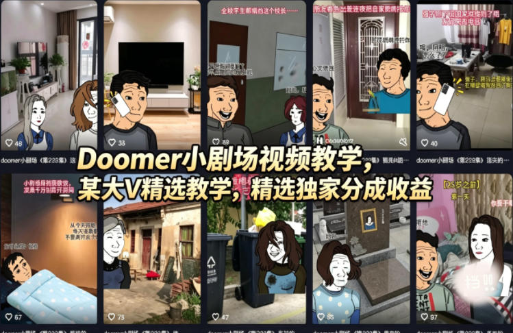 Doomer小剧场视频教学：某大V精选教程，独家分成收益分享-资源项目网