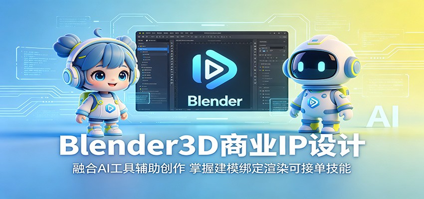 Blender3D商业IP设计：AI工具辅助创作，掌握建模、绑定与渲染技能接单-资源项目网
