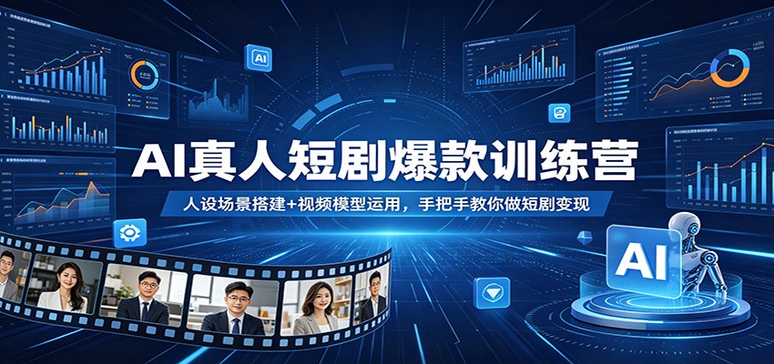 AI真人短剧变现训练营：手把手教你搭建人设与场景，视频模型运用-资源项目网