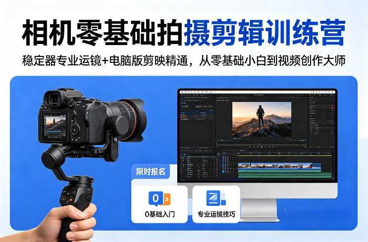 零基础到视频大师：专业稳定器+电脑版剪映拍摄剪辑训练营-资源项目网
