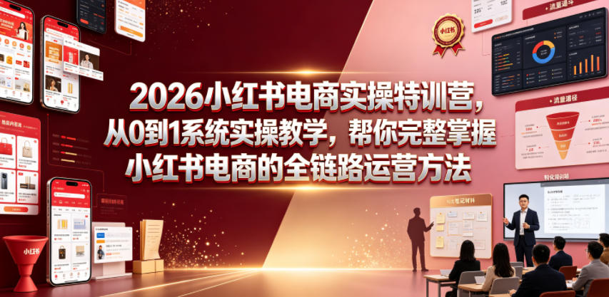 2026小红书电商实操特训营：系统教学，从0到1掌握全链路运营方法-资源项目网