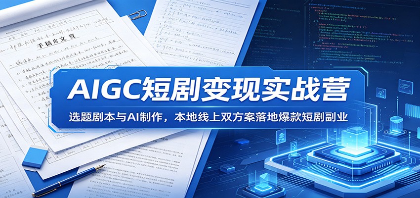 AIGC短剧变现实战营：双方案本地线上落地爆款短剧副业-资源项目网