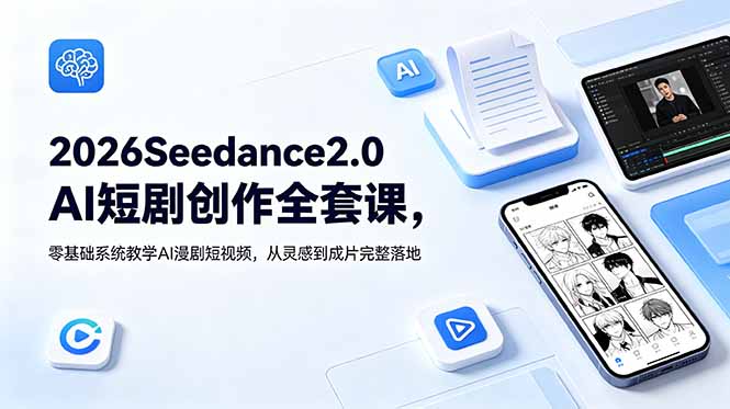 2026Seedance2.0AI短剧创作全套课程：零基础系统学习AI漫剧短视频，从灵感到成片完整落地-资源项目网