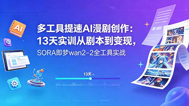加速AI漫剧创作：13天实训，从剧本到变现的SORA即梦wan2-2全工具实战-资源项目网