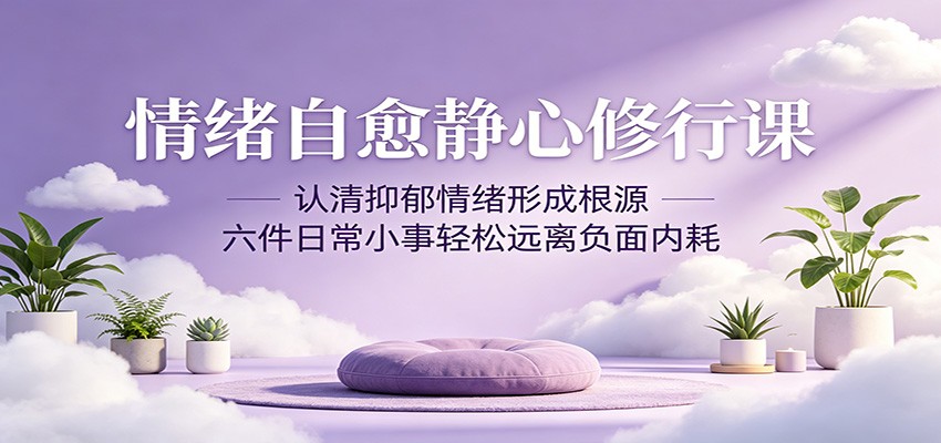情绪自愈与静心修行课程：识别抑郁根源，六小习惯助你轻松摆脱内耗-资源项目网