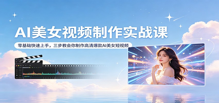 AI美女视频制作实战课：零基础快速上手，三步教你制作高清爆款AI美女短视频-资源项目网