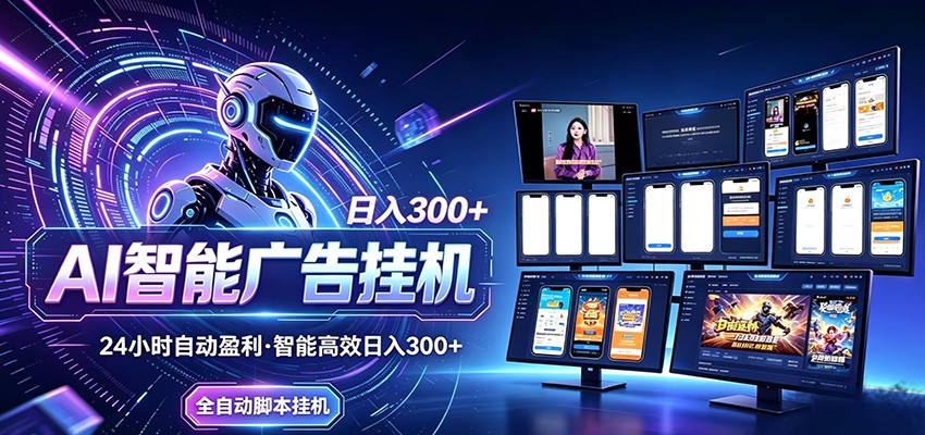 AI智能广告挂机:新手赚钱神器,告别频繁换项目烦恼-资源项目网