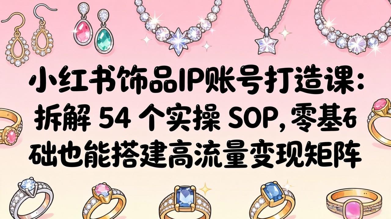 小红书饰品IP账号打造课程：54个实操SOP，零基础搭建高流量变现矩阵-资源项目网