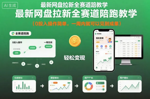 最新网盘拉新全赛道陪跑教学,0投入操作简单,一周内即可见效-资源项目网