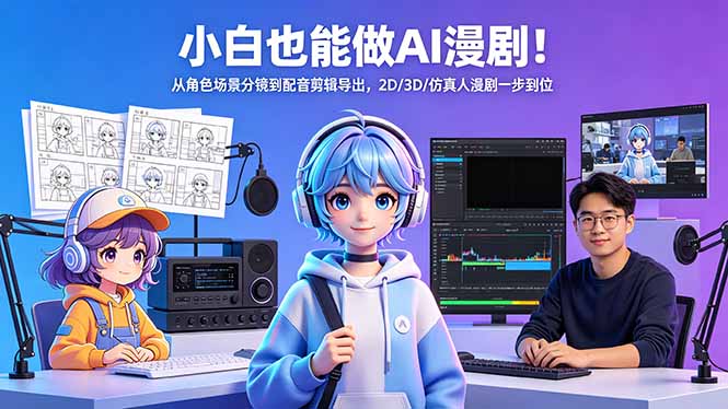 新手也能轻松制作AI漫剧！从角色、场景到配音剪辑，2D/3D/仿真人漫剧一气呵成-资源项目网