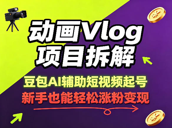 动画Vlog项目拆解：豆包AI辅助短视频起号，新手轻松涨粉8.3W-资源项目网