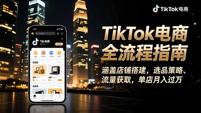 TikTok电商全攻略:从店铺搭建到月入过万,选品与流量秘籍-资源项目网