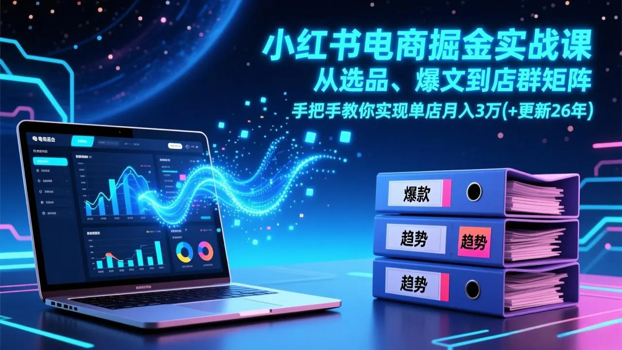 小红书电商实战课程:从选品到店群矩阵,教你实现单店月入3万+(更新至2026年)-资源项目网