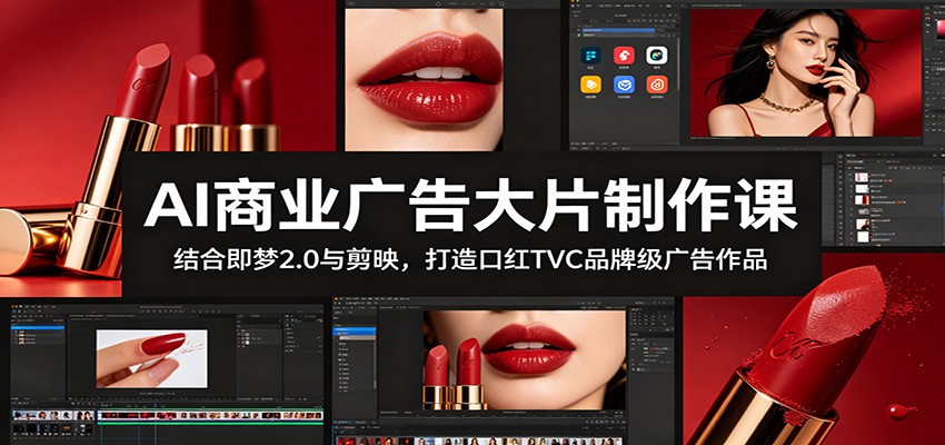 AI商业广告大片制作课：结合即梦2.0与剪映，打造口红品牌级广告作品-资源项目网
