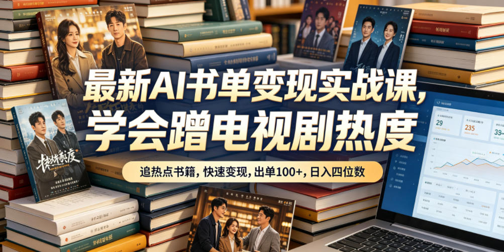 最新AI书单变现实战课：学会利用电视剧热度，快速实现书籍销售，日入四位数-资源项目网